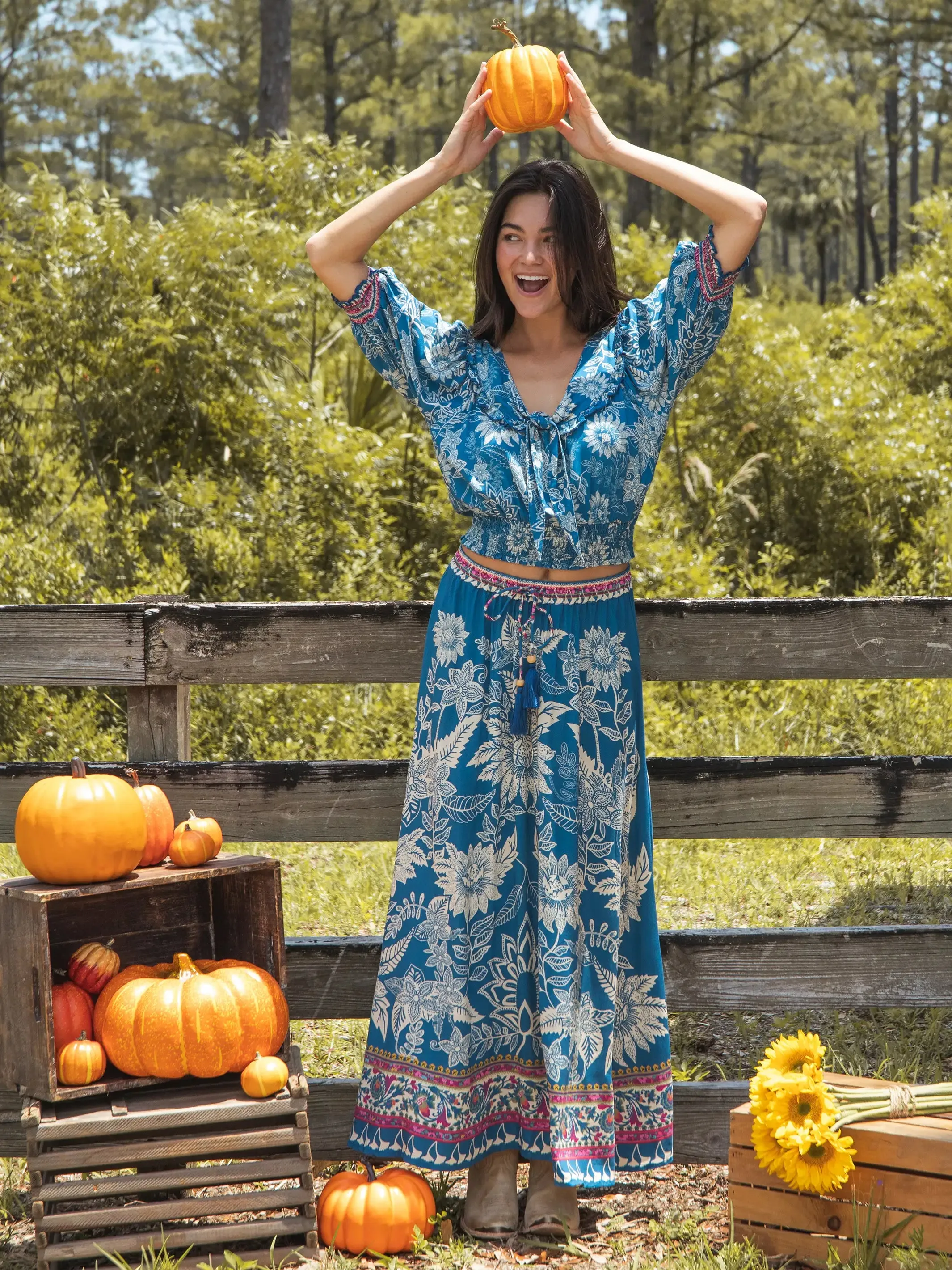 Milena Skirt - Blue Pink Border sold by NATURAL LIFE product image thumbnail 2