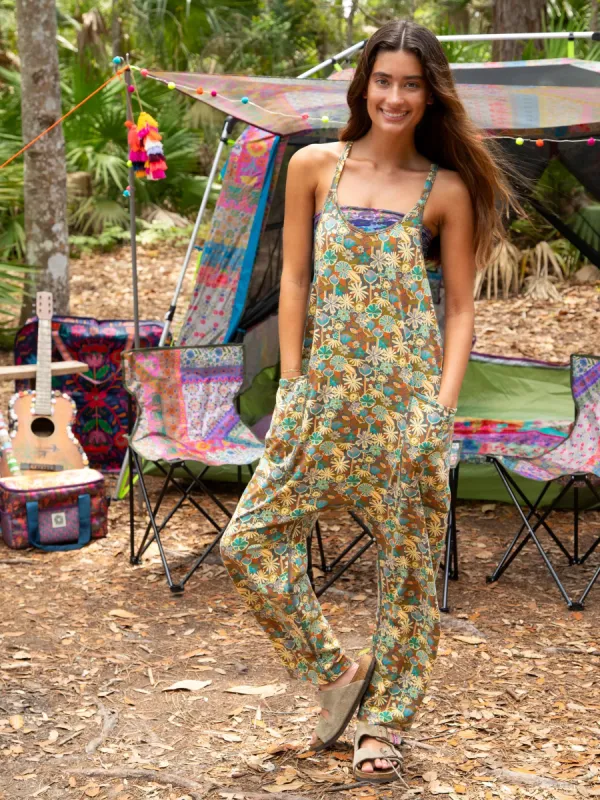 Lucy Jumpsuit - Green Blue Garden sold by NATURAL LIFE