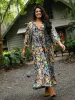 Sage V-Neck Maxi Dress - Gold Fall Floral sold by NATURAL LIFE