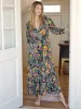 Sage V-Neck Maxi Dress - Gold Fall Floral sold by NATURAL LIFE