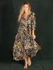 Sage V-Neck Maxi Dress - Gold Fall Floral sold by NATURAL LIFE