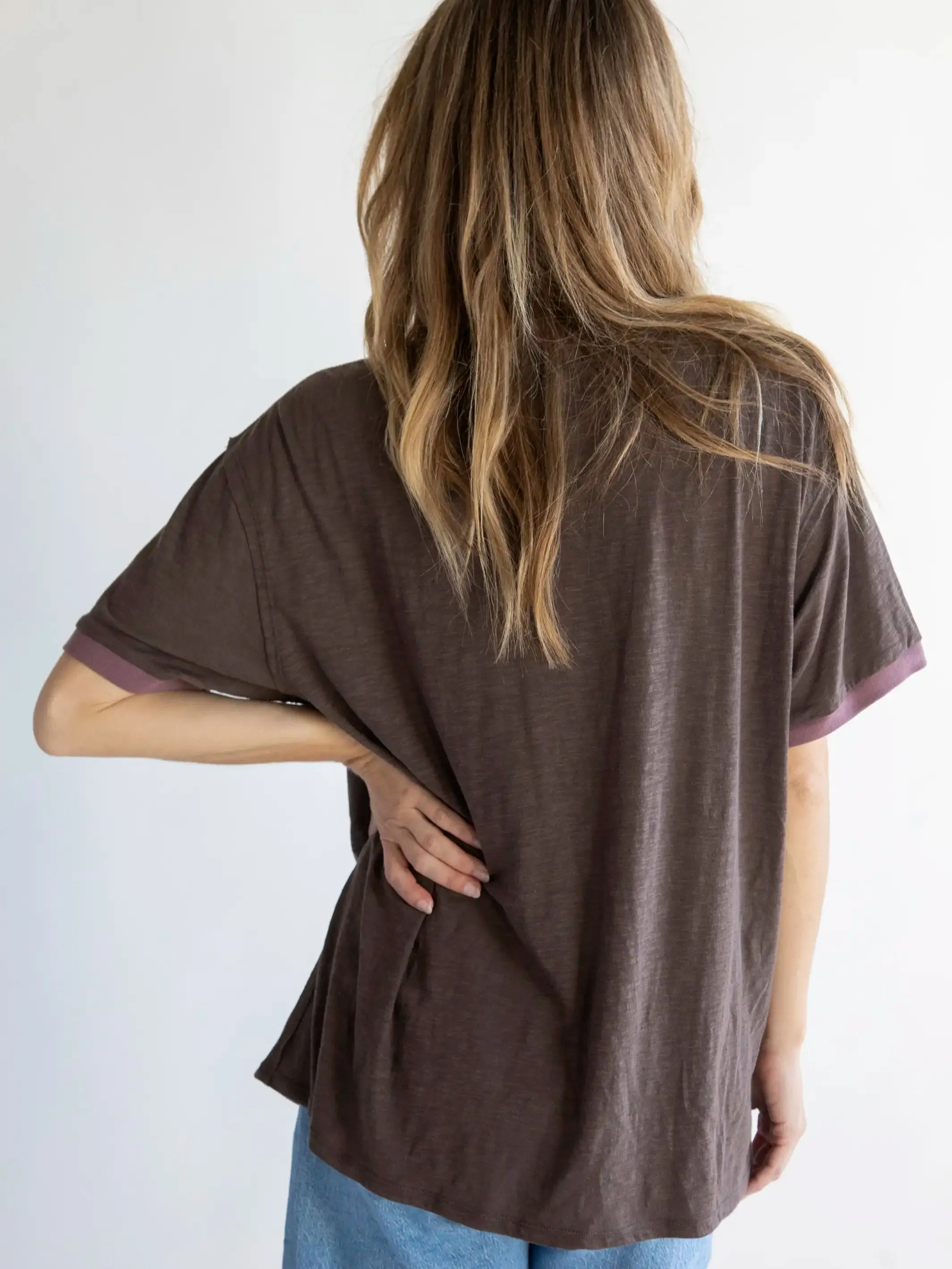 Ringer Oversized Tee Shirt - Peace sold by NATURAL LIFE product image thumbnail 4