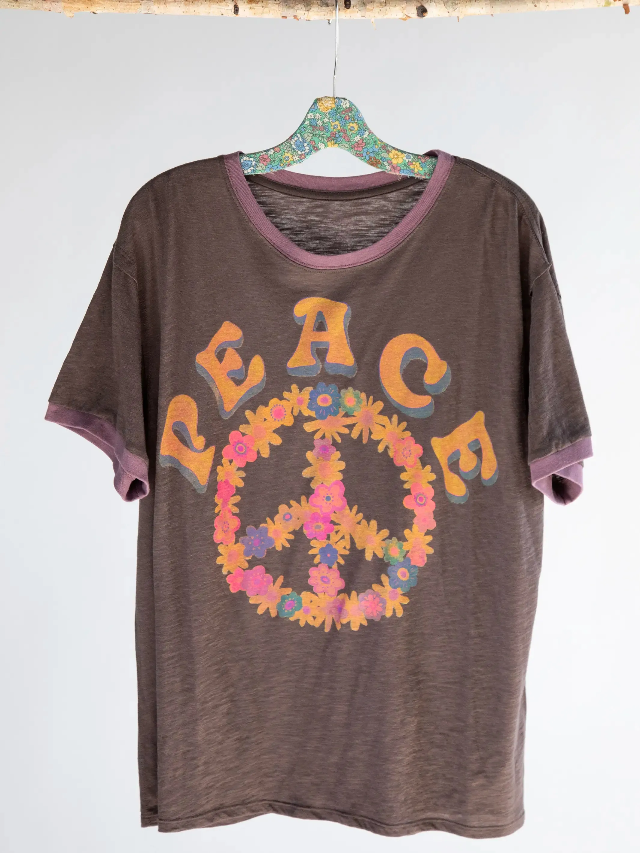 Ringer Oversized Tee Shirt - Peace sold by NATURAL LIFE product image thumbnail 5