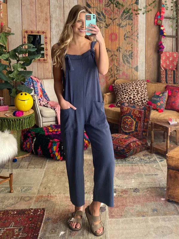 Carly Wide-Leg Jumpsuit - Navy sold by NATURAL LIFE