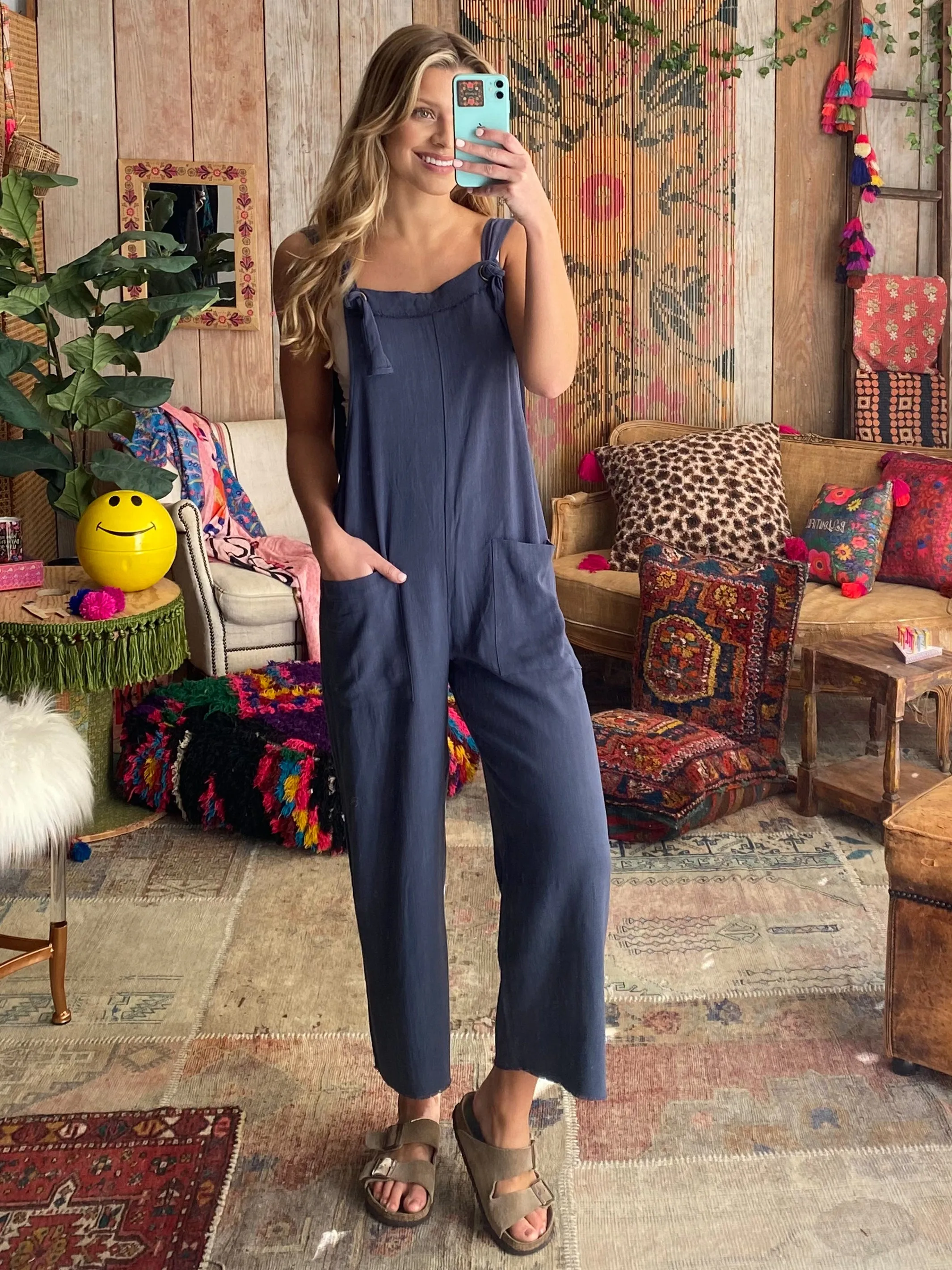 Carly Wide-Leg Jumpsuit - Navy sold by NATURAL LIFE