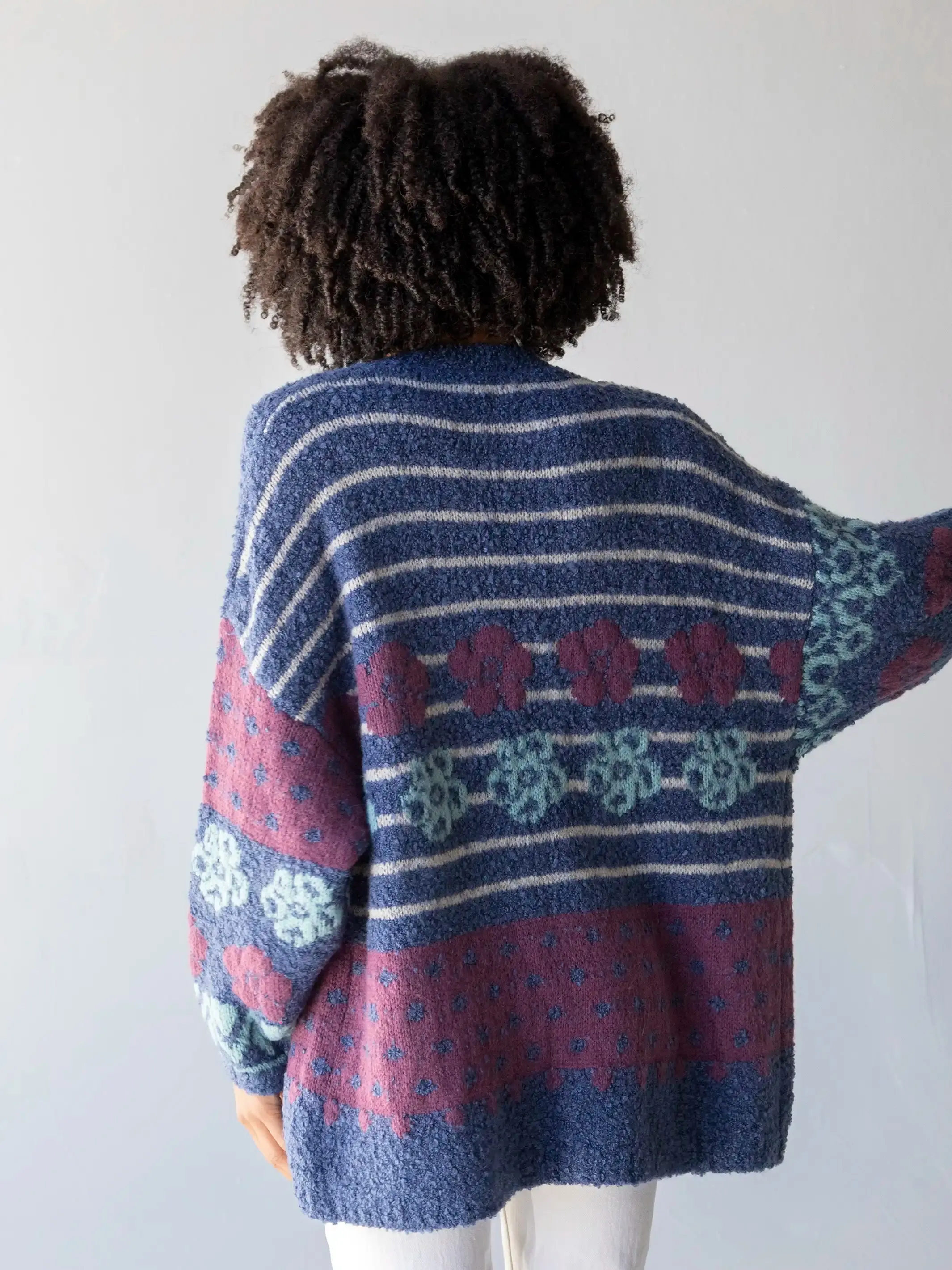 Calla Jacquard Cardigan Sweater - Indigo sold by NATURAL LIFE product image thumbnail 5