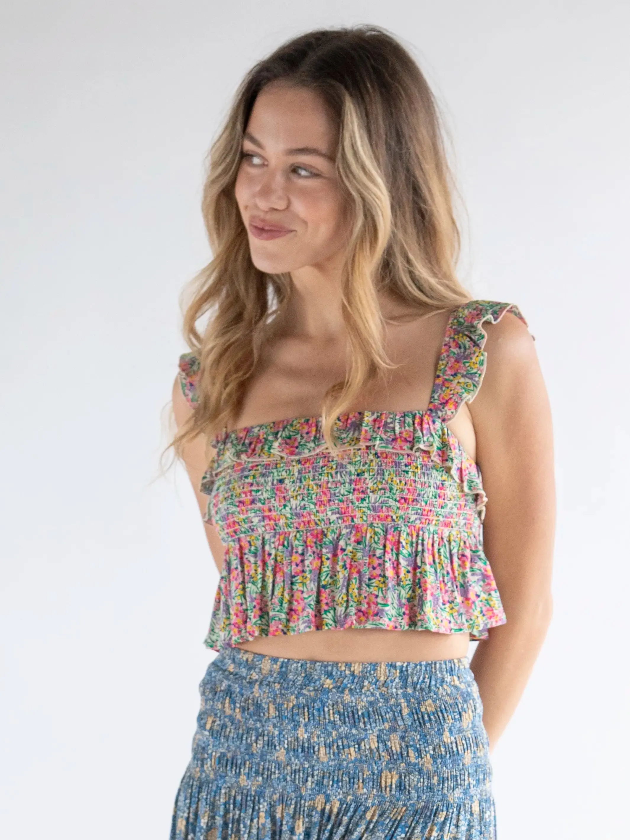 Mix & Match Smocked Top - Ditsy Neon Floral sold by NATURAL LIFE