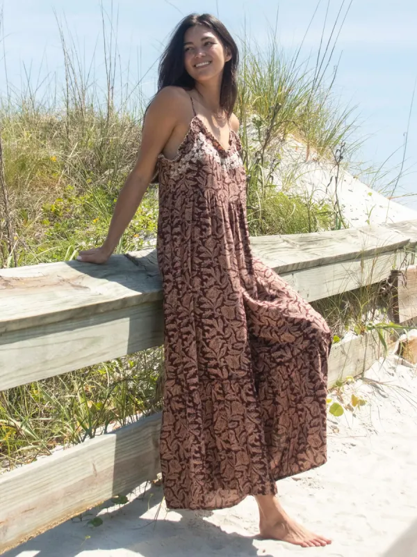 Harley Jumpsuit - Brown Floral Vines sold by NATURAL LIFE