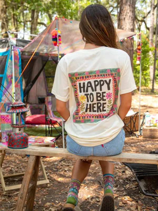 Cotton Comfy Tee Shirt - Happy To Be Here sold by NATURAL LIFE