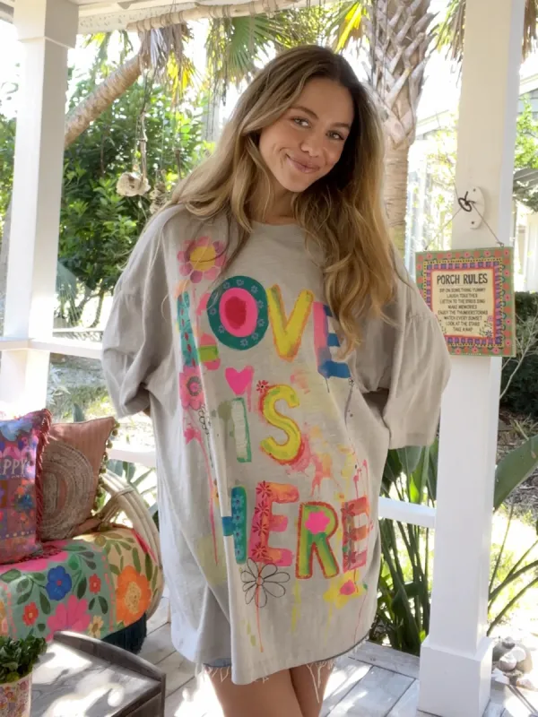One Size Easy Tee - Love Heather Grey sold by NATURAL LIFE
