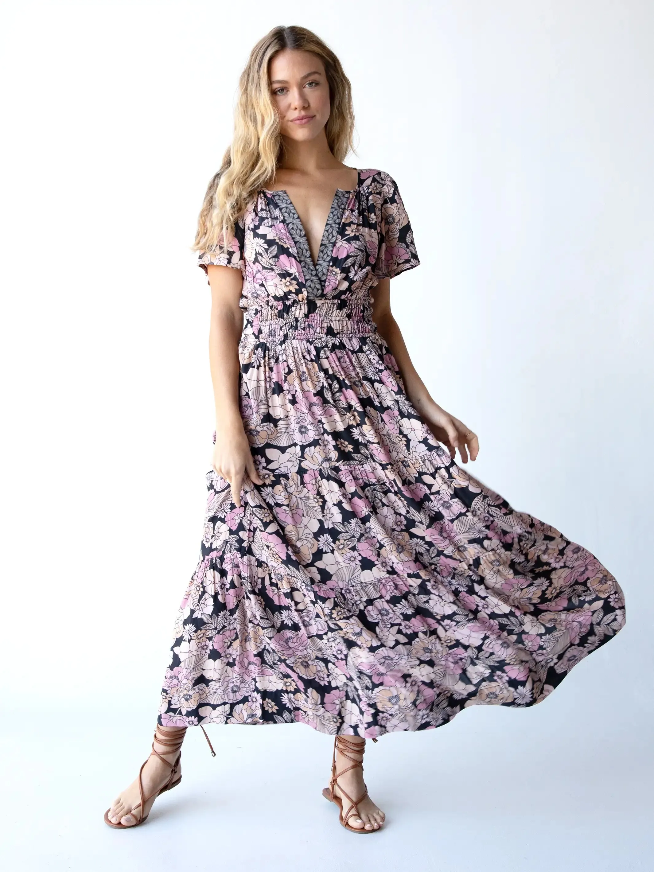 Bella Maxi Dress - Light Pink Floral sold by NATURAL LIFE