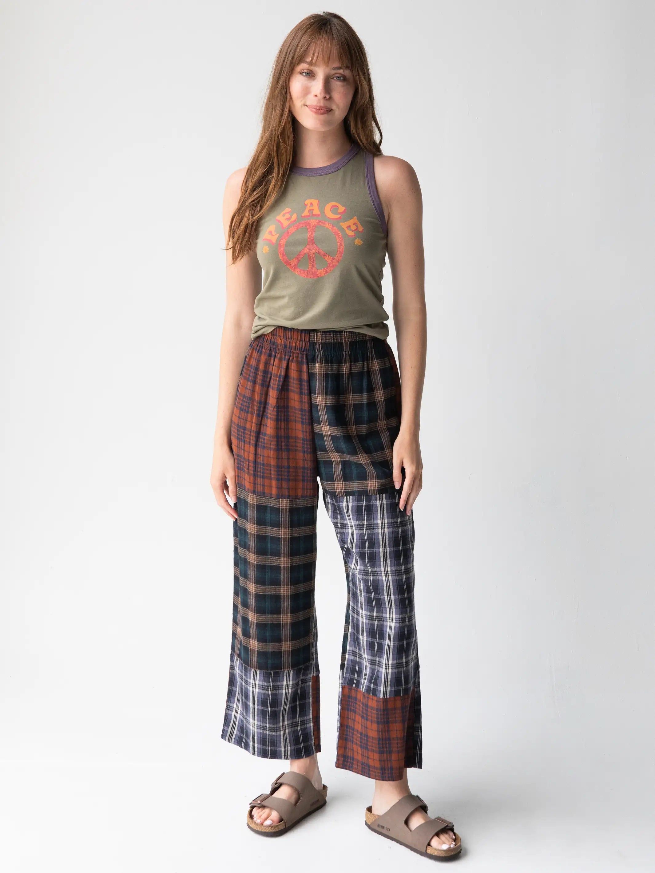 Devon Flannel Pant - Rust Navy Plaid sold by NATURAL LIFE product image thumbnail 3