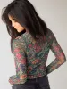 Sloane Mesh Long Sleeve Top - Green Lined Floral sold by NATURAL LIFE