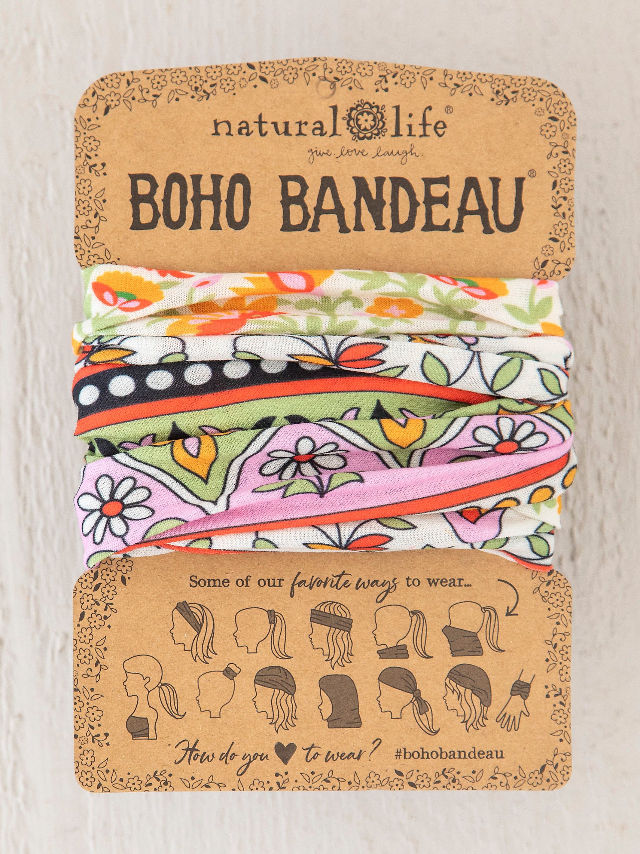 Full Boho Bandeau® Headband - Lilac Orange Border sold by NATURAL LIFE