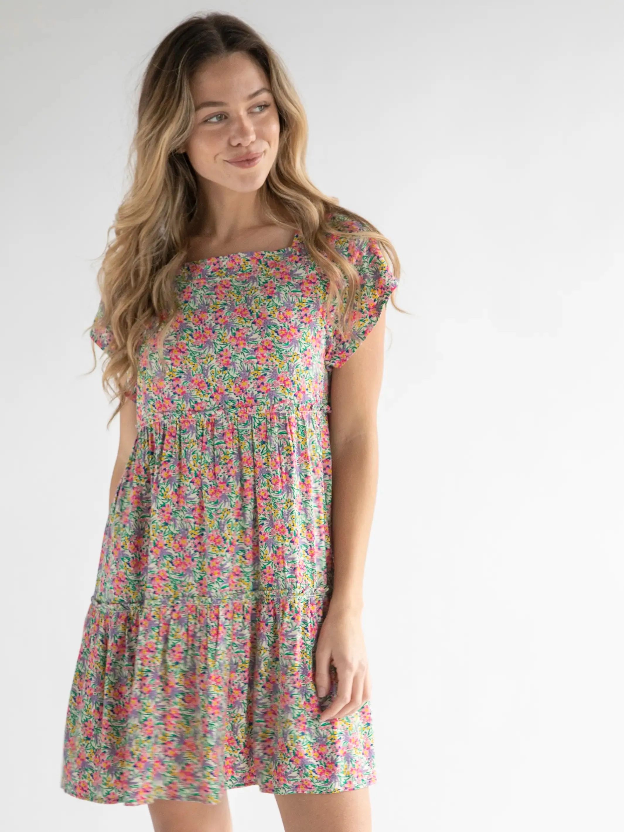 Berkley Mini Dress - Ditsy Neon Floral sold by NATURAL LIFE product image thumbnail 2