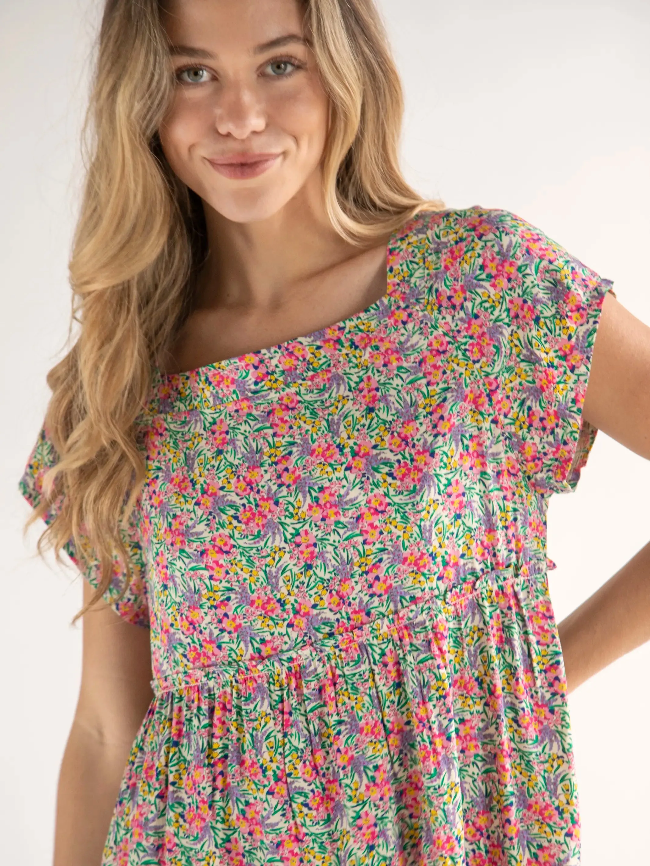 Berkley Mini Dress - Ditsy Neon Floral sold by NATURAL LIFE product image thumbnail 3