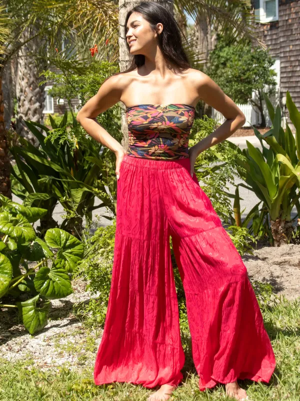 Patti Palazzo Pant - Jacquard Magenta sold by NATURAL LIFE