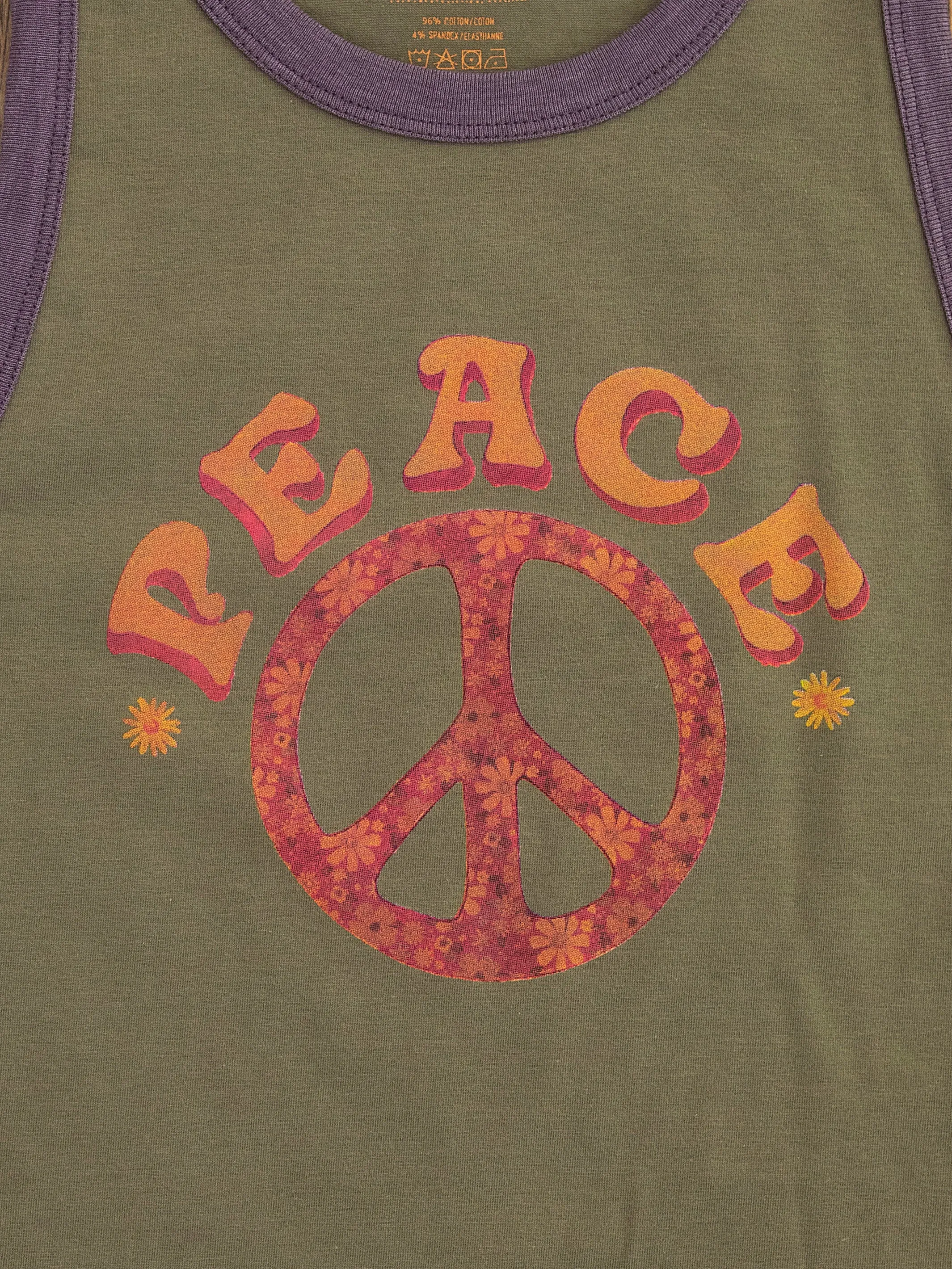 Ringer Tank Top - Peace sold by NATURAL LIFE product image thumbnail 4