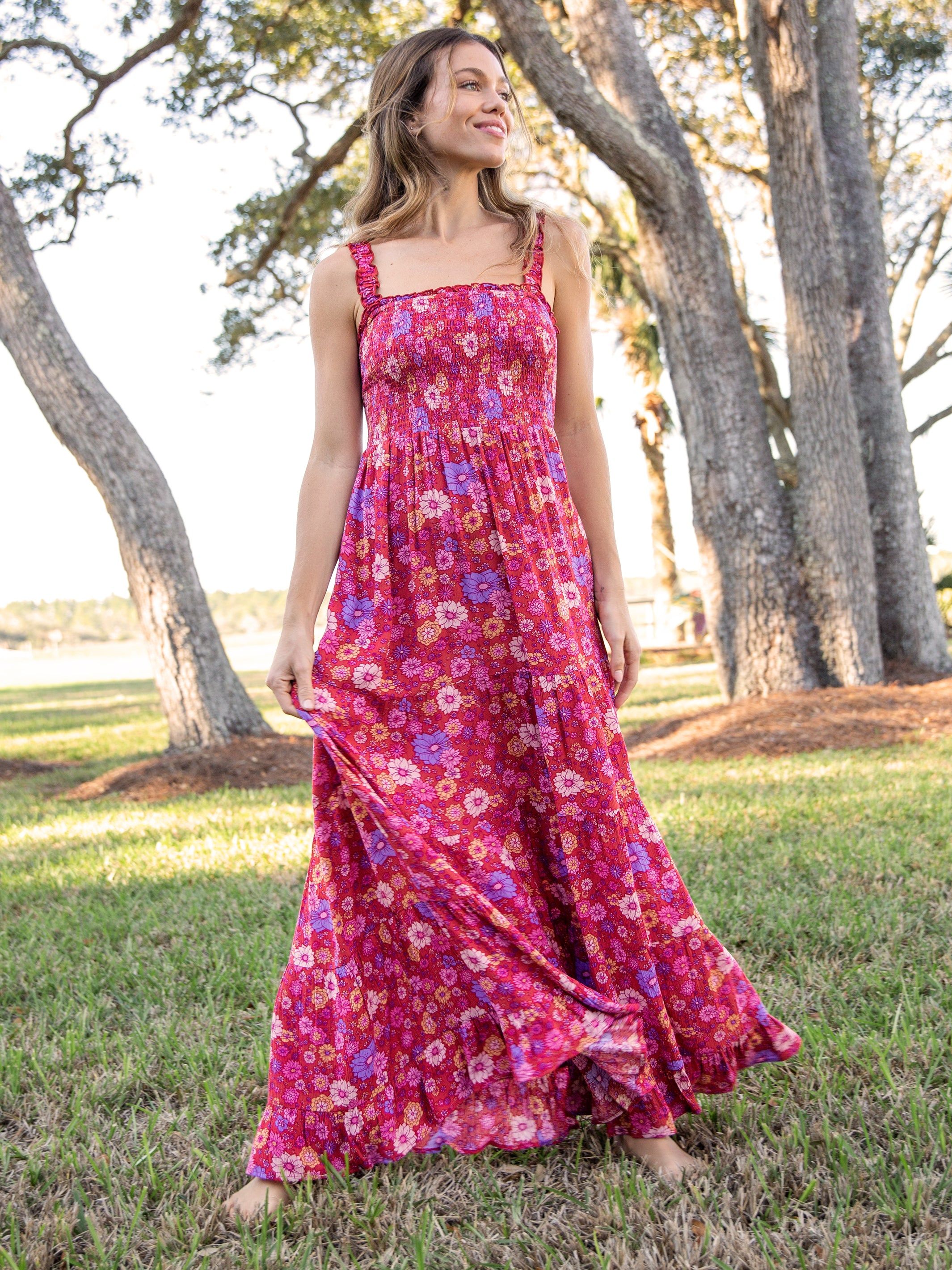 Darcy Maxi Dress - Pink Retro Floral sold by NATURAL LIFE
