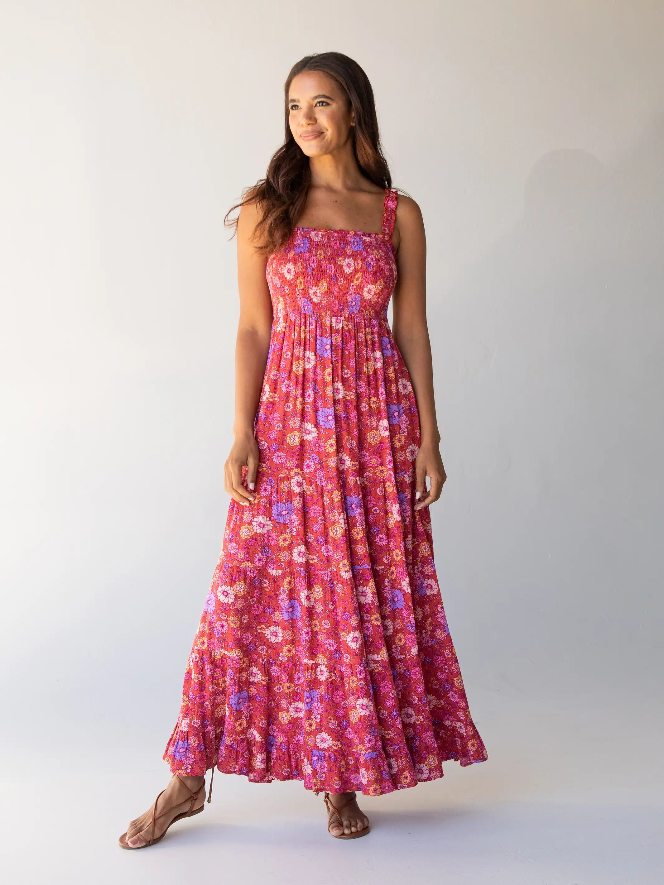 Darcy Maxi Dress - Pink Retro Floral sold by NATURAL LIFE product image thumbnail 3