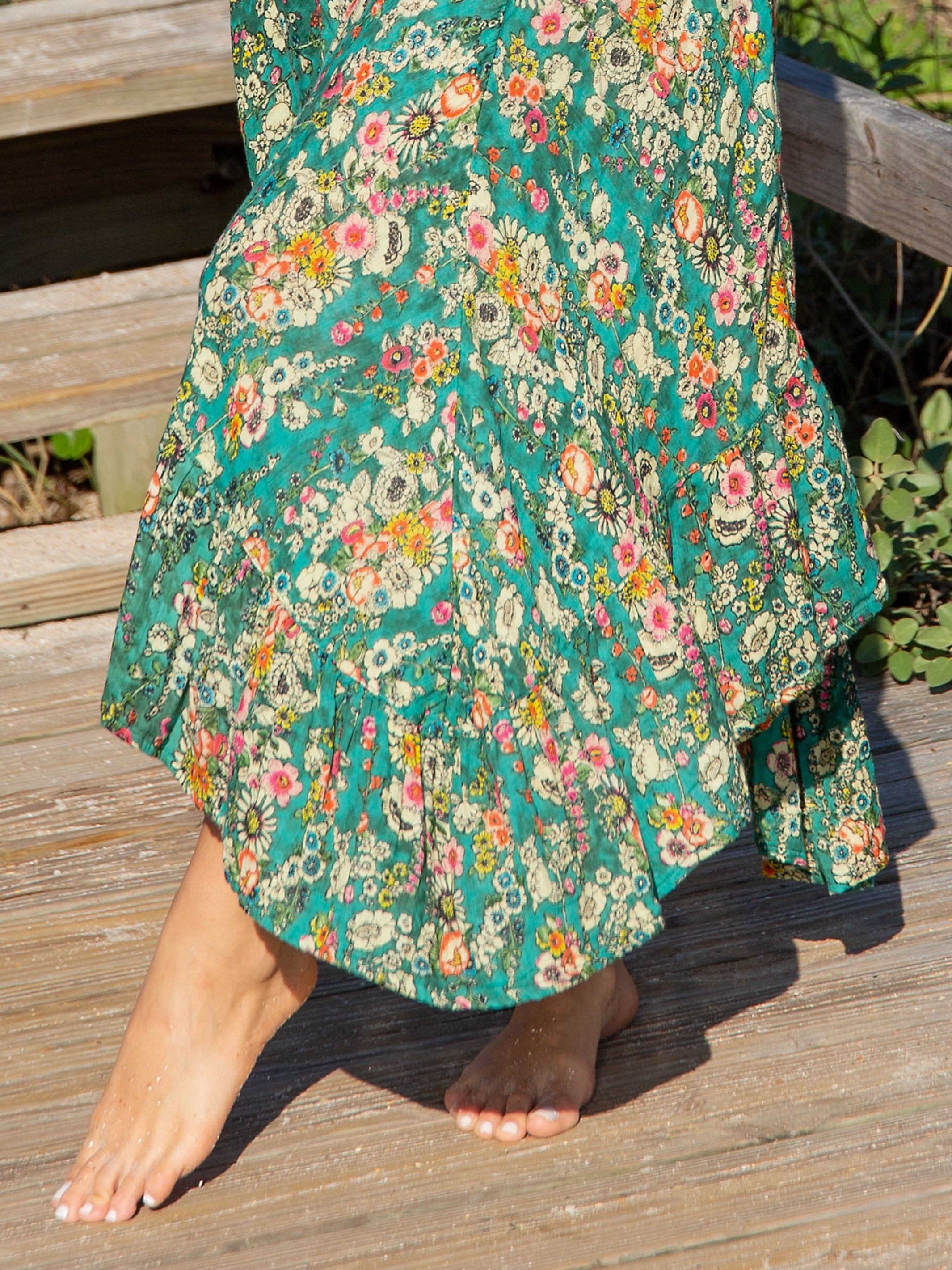 Feelin' Alive Convertible Midi Skirt - Turquoise Floral sold by NATURAL LIFE product image thumbnail 3