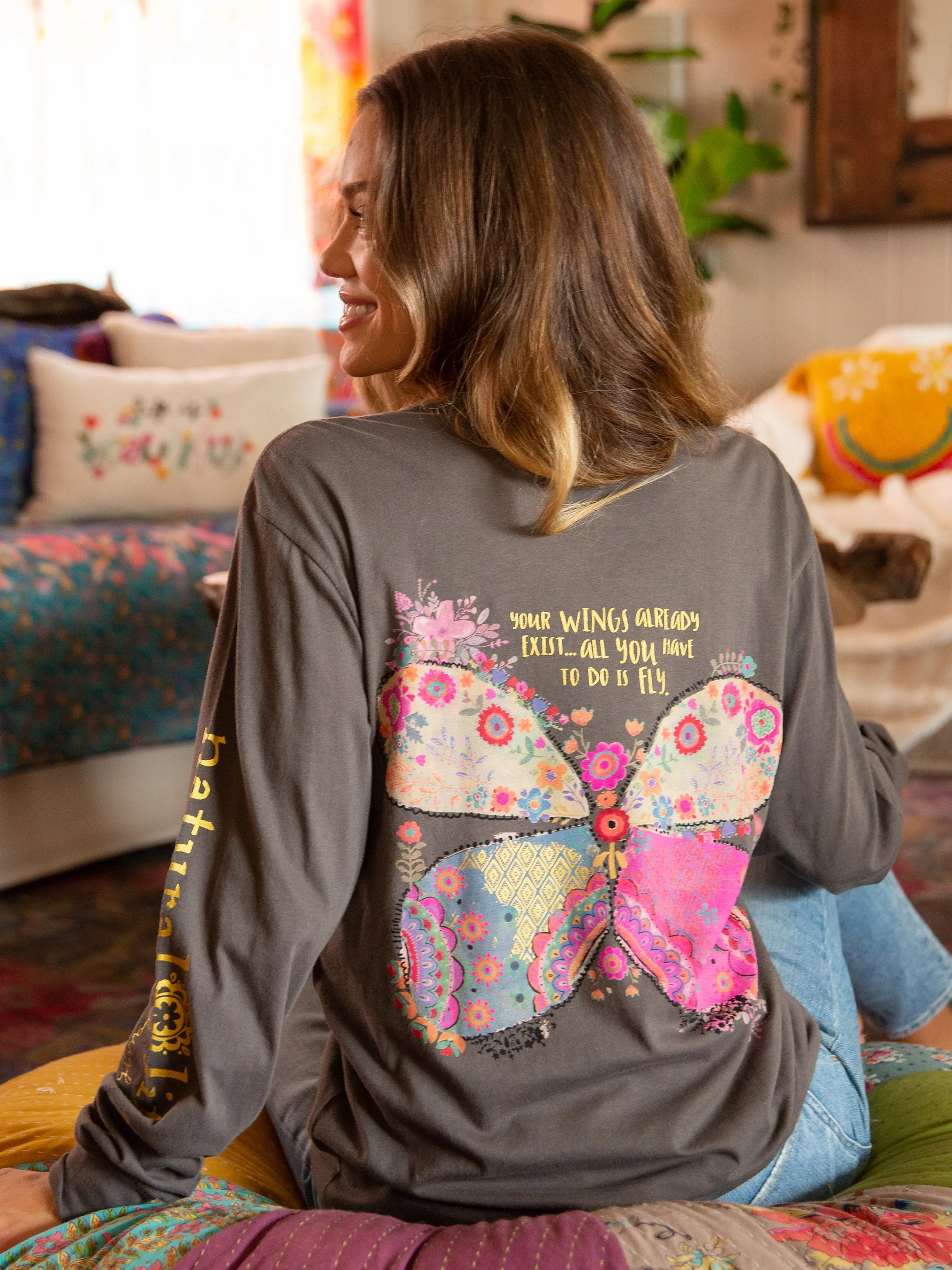 Long Sleeve Comfy Tee Shirt - Wings Exist sold by NATURAL LIFE