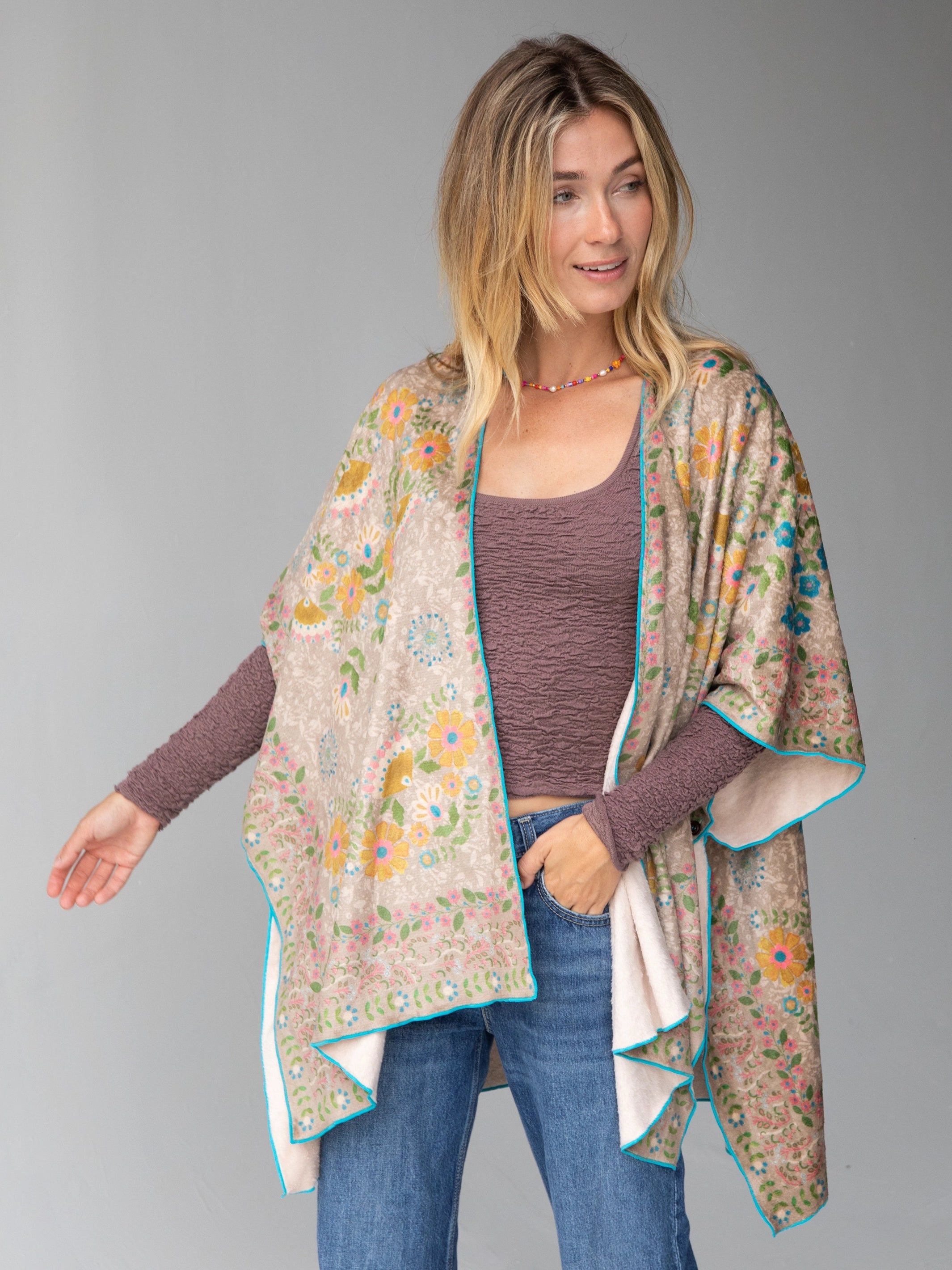 2-in-1 Cozy Poncho - Taupe Mandala sold by NATURAL LIFE