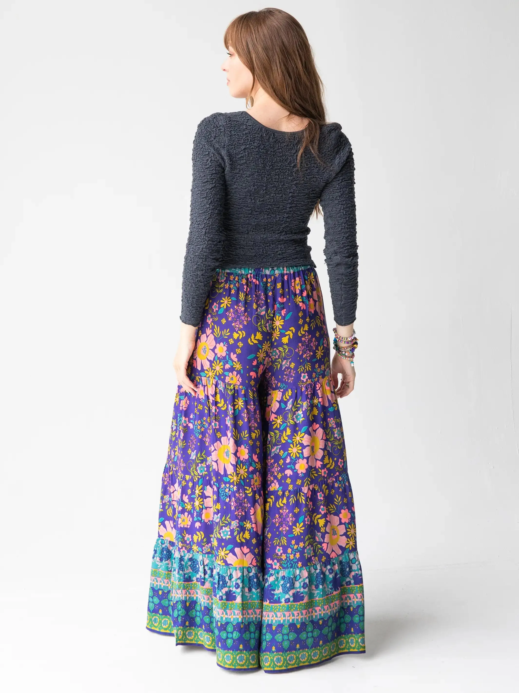 Patti Palazzo Pant - Blue Green Border sold by NATURAL LIFE product image thumbnail 5