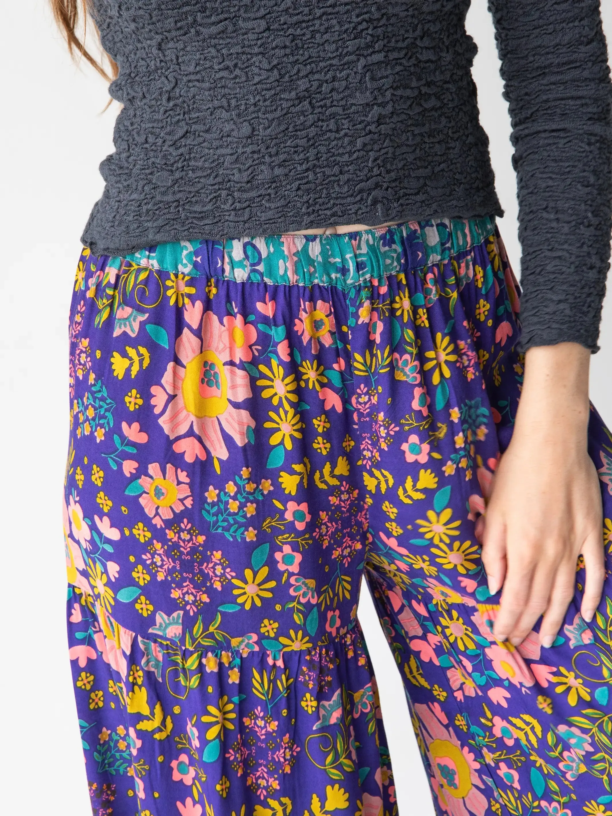 Patti Palazzo Pant - Blue Green Border sold by NATURAL LIFE product image thumbnail 4