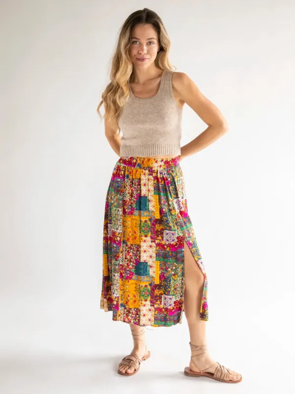 Betsy Midi Skirt - Mandala Patchwork sold by NATURAL LIFE