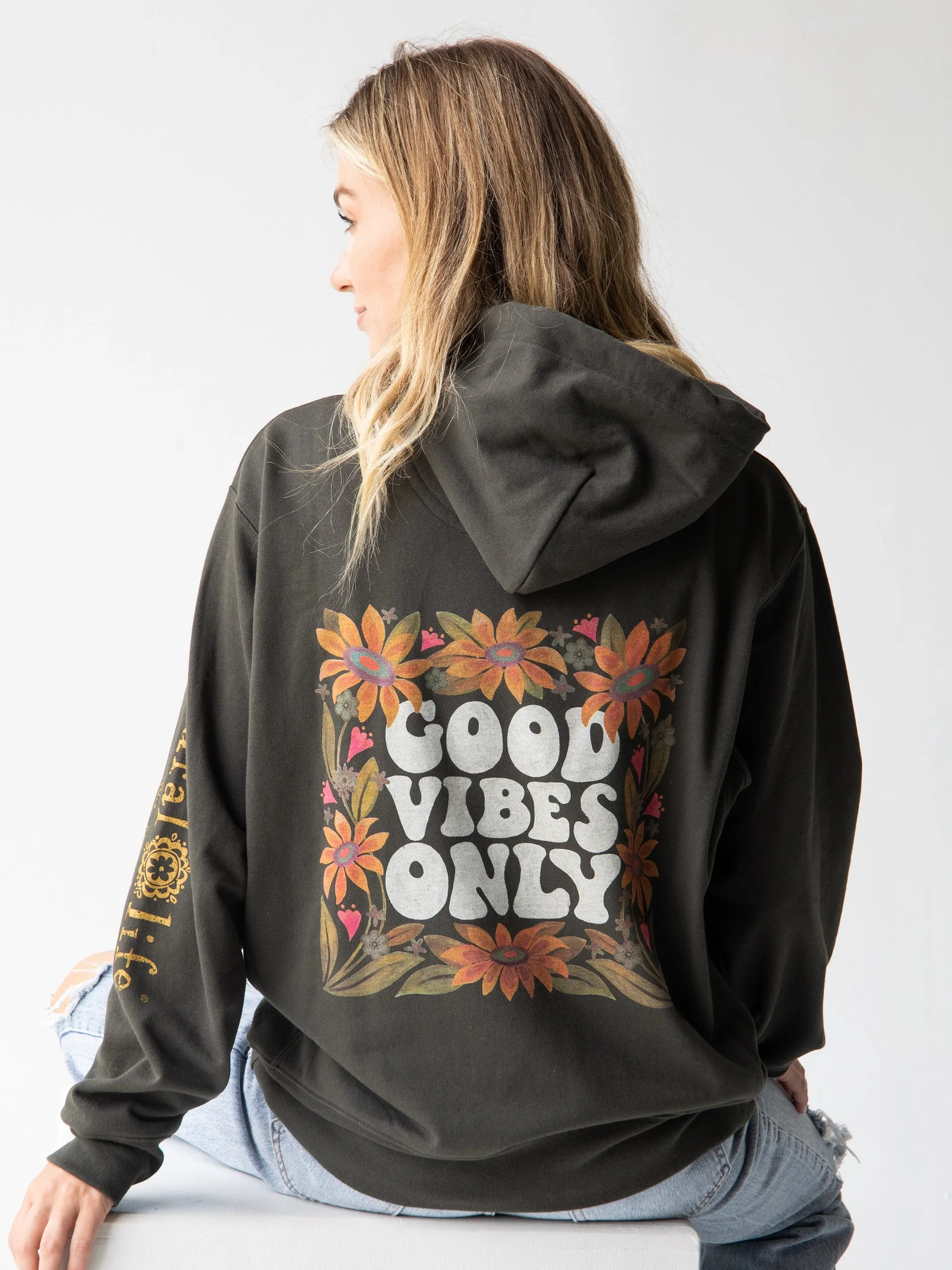Natural Life Hoodie Sweatshirt - Charcoal Good Vibes Only sold by NATURAL LIFE