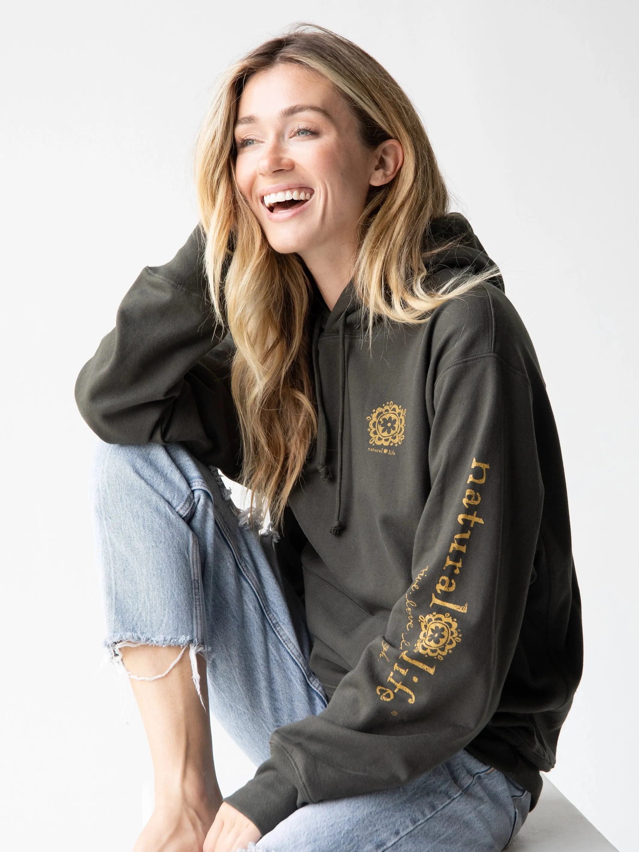 Natural Life Hoodie Sweatshirt - Charcoal Good Vibes Only sold by NATURAL LIFE product image thumbnail 2