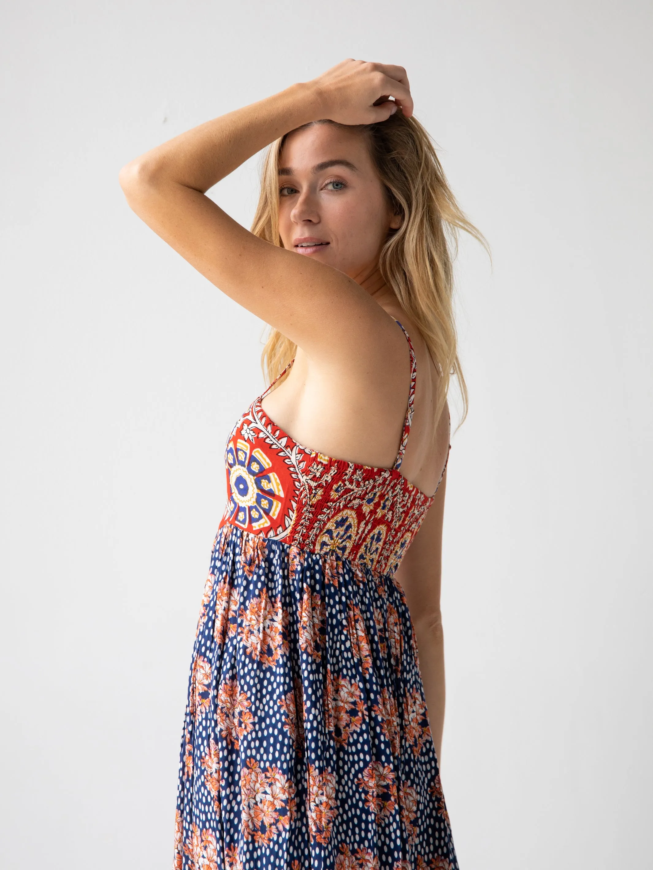 Bailey Maxi Dress - Navy Red Mix Print sold by NATURAL LIFE product image thumbnail 4