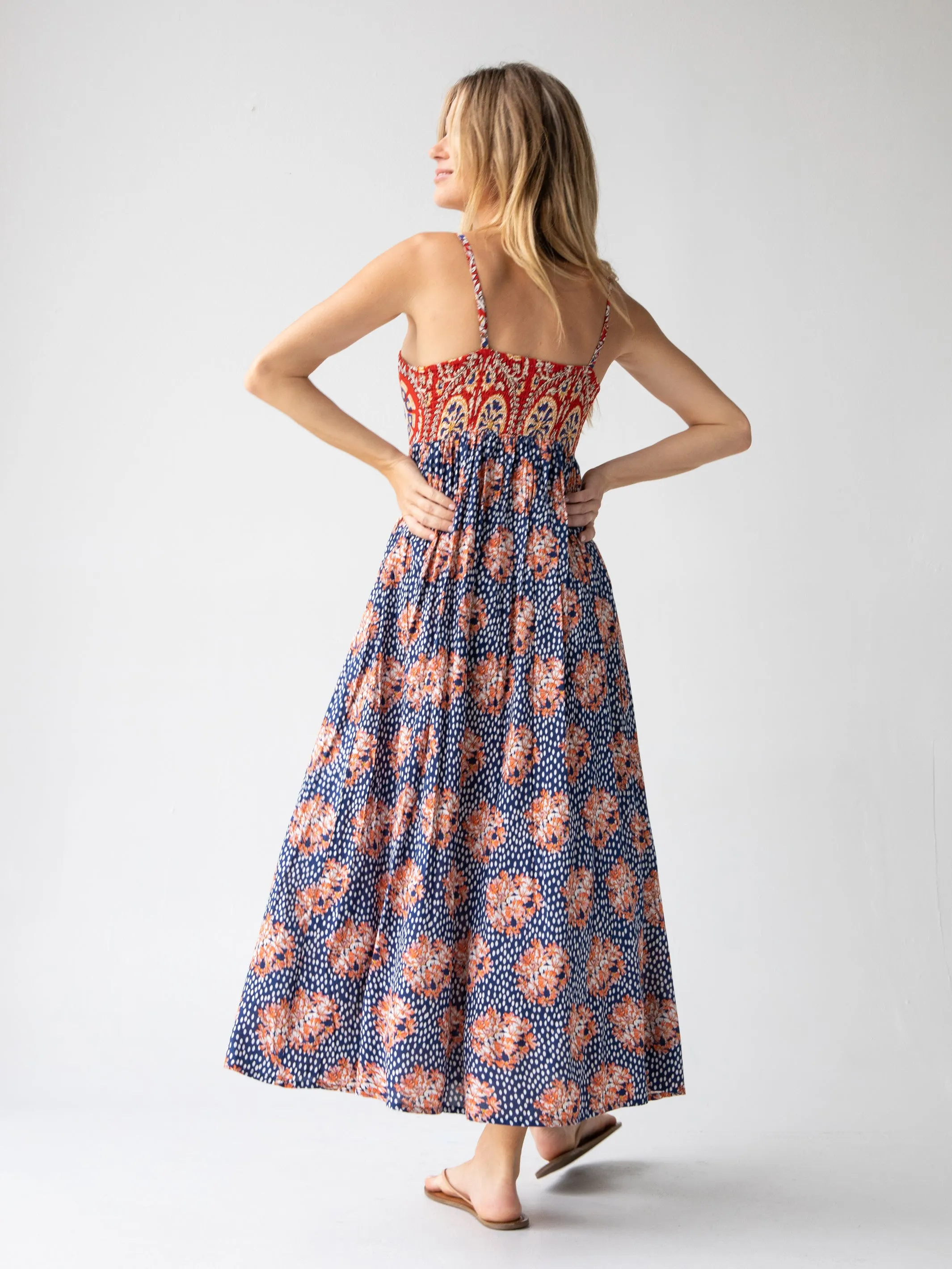 Bailey Maxi Dress - Navy Red Mix Print sold by NATURAL LIFE product image thumbnail 5