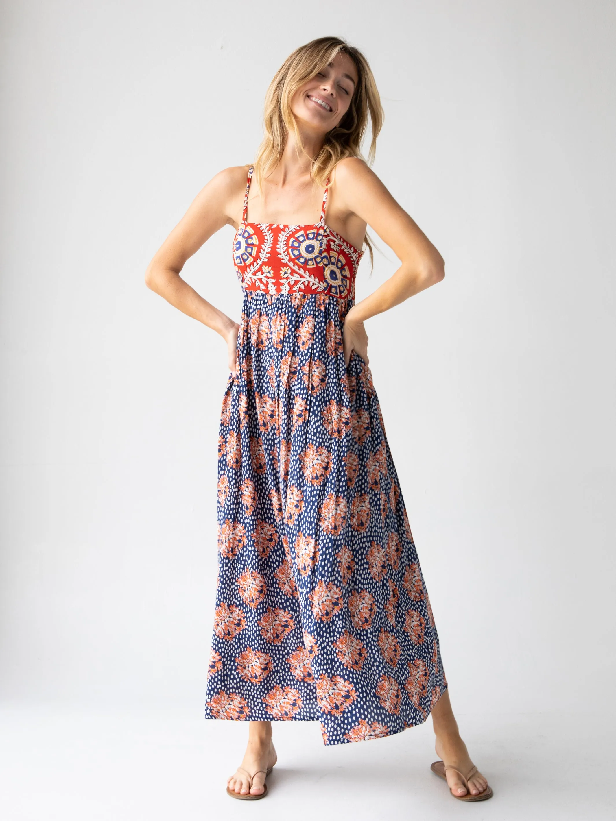 Bailey Maxi Dress - Navy Red Mix Print sold by NATURAL LIFE product image thumbnail 3