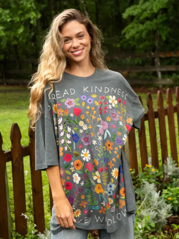 One Size Cotton Easy Tee - Spread Kindness Charcoal sold by NATURAL LIFE