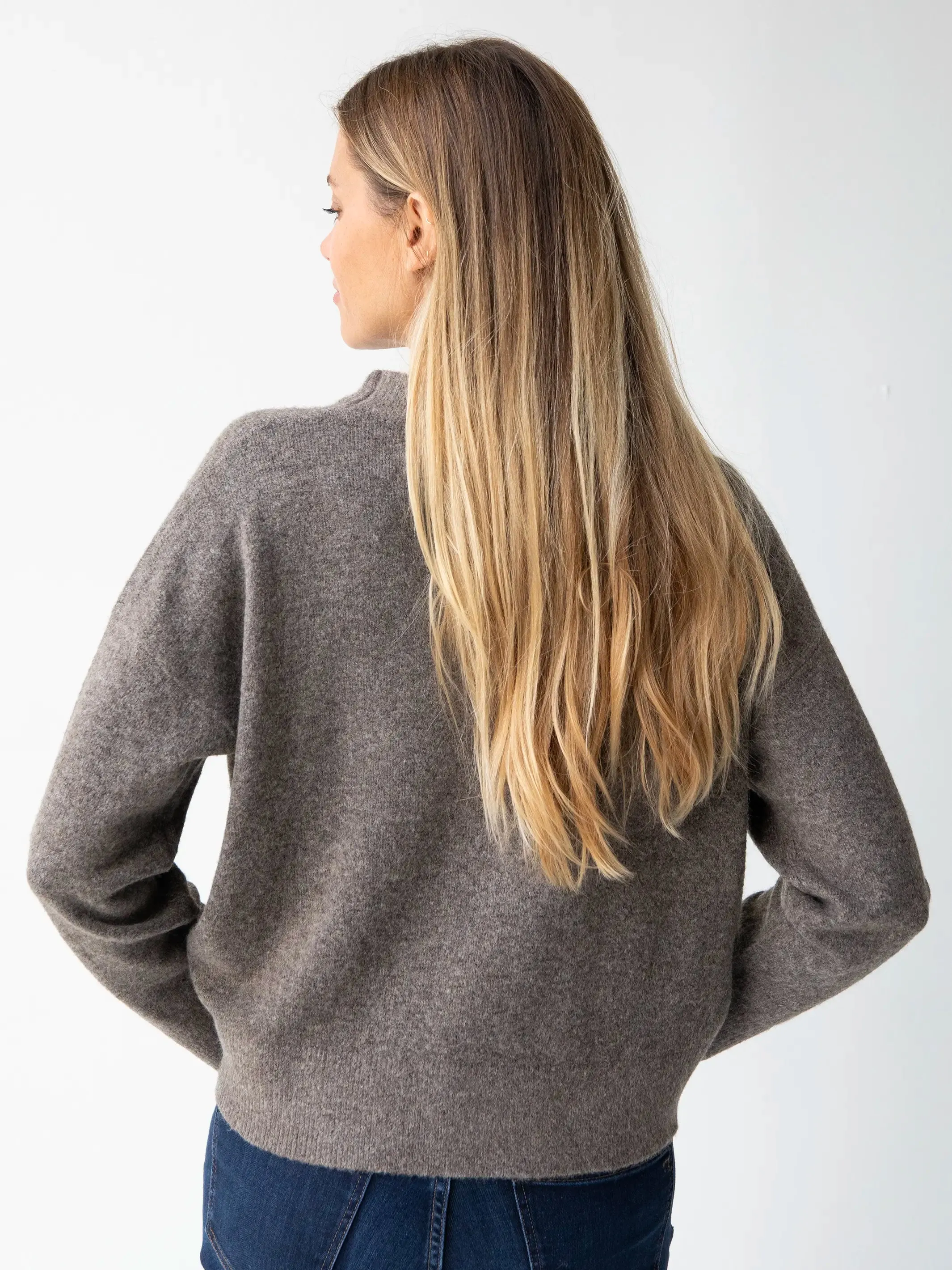 Boxy Intarsia Sweater - Brown Folk Flower sold by NATURAL LIFE product image thumbnail 3