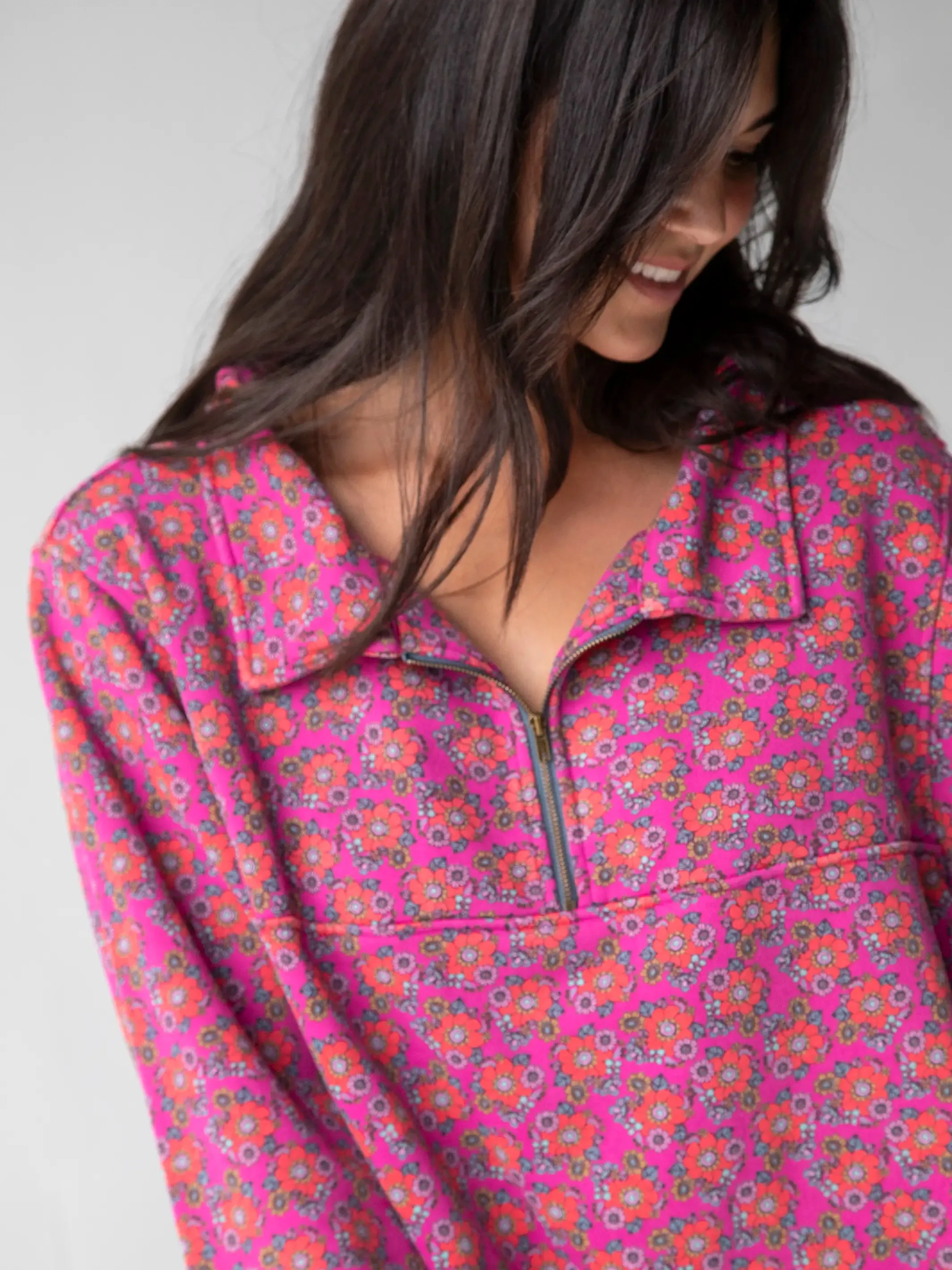 Easy Does It Sweatshirt - Hot Pink Mod Floral sold by NATURAL LIFE product image thumbnail 2