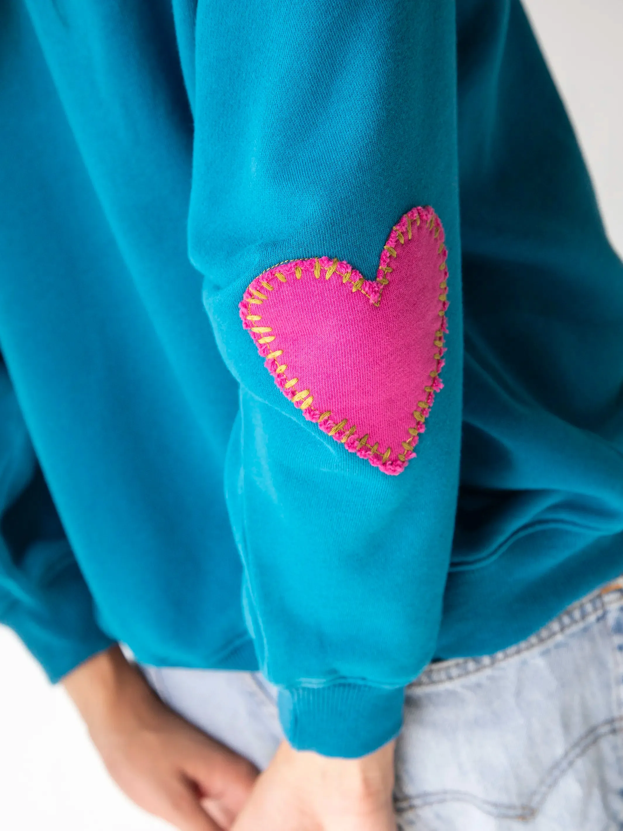 Heart On Your Sleeve Sweatshirt - Teal Loved sold by NATURAL LIFE product image thumbnail 2