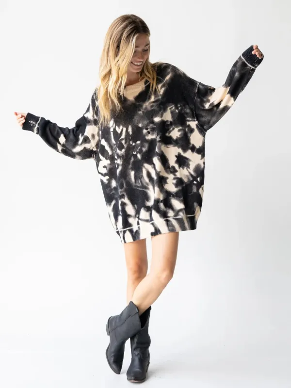 Taylor Oversized Cotton Sweater - Black Tie-Dye sold by NATURAL LIFE