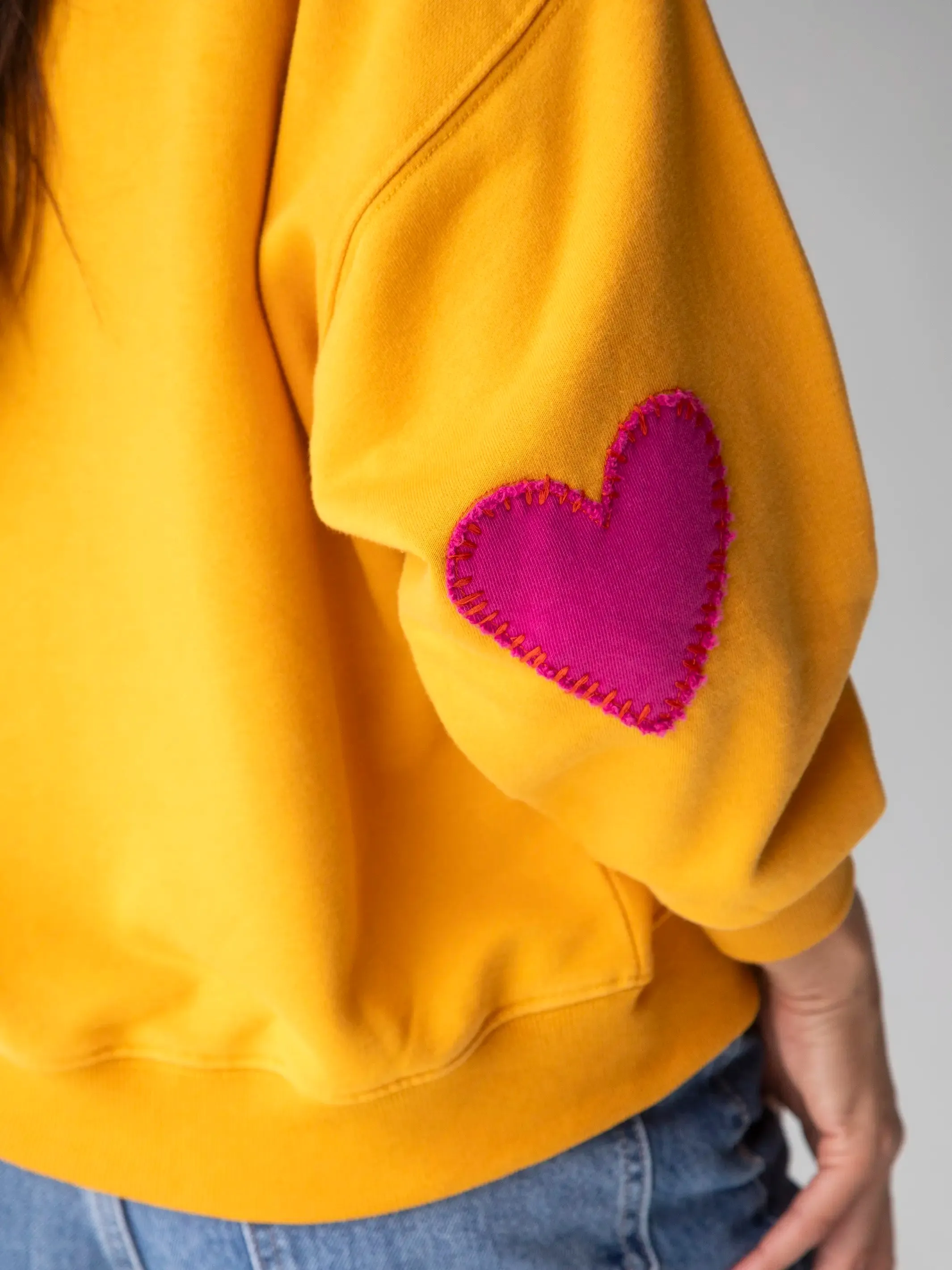 Heart On Your Sleeve Embroidered Sweatshirt - Mustard Loved sold by NATURAL LIFE product image thumbnail 2