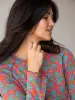 Lily Cotton Long Sleeve Tee Shirt - Turquoise Pink Purple Floral sold by NATURAL LIFE