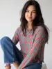 Lily Cotton Long Sleeve Tee Shirt - Turquoise Pink Purple Floral sold by NATURAL LIFE