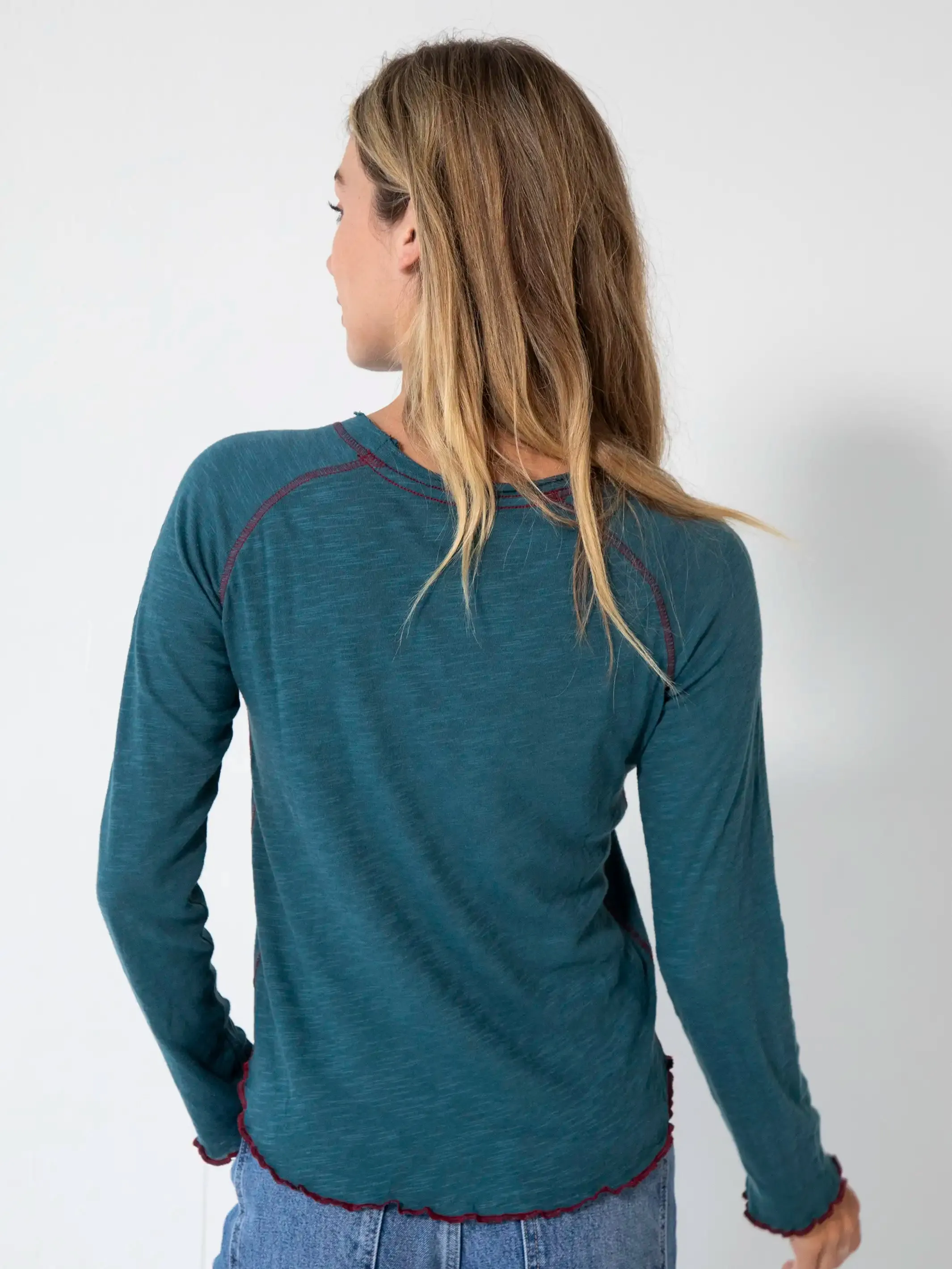 Lily Cotton Long Sleeve Tee Shirt - Teal sold by NATURAL LIFE product image thumbnail 3