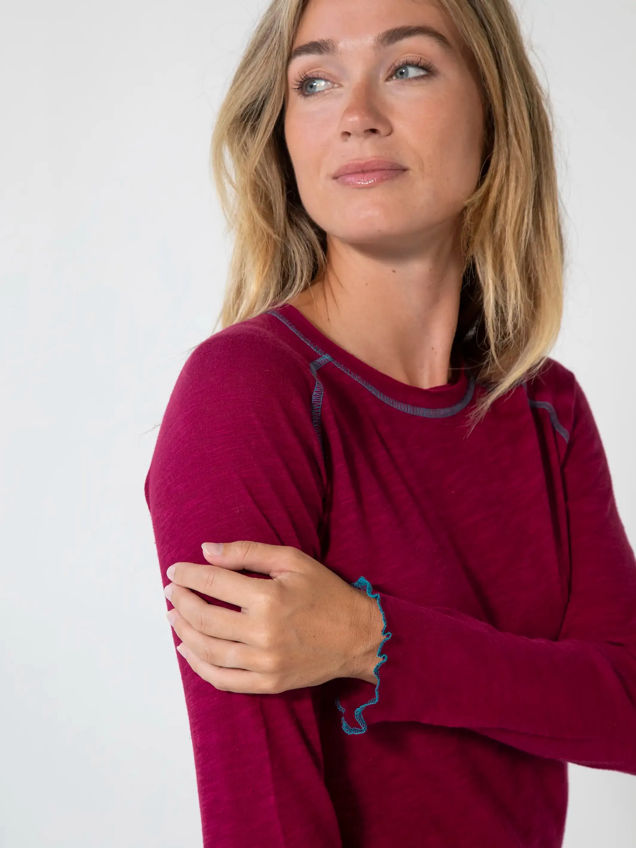 Lily Cotton Long Sleeve Tee Shirt - Cranberry sold by NATURAL LIFE product image thumbnail 2