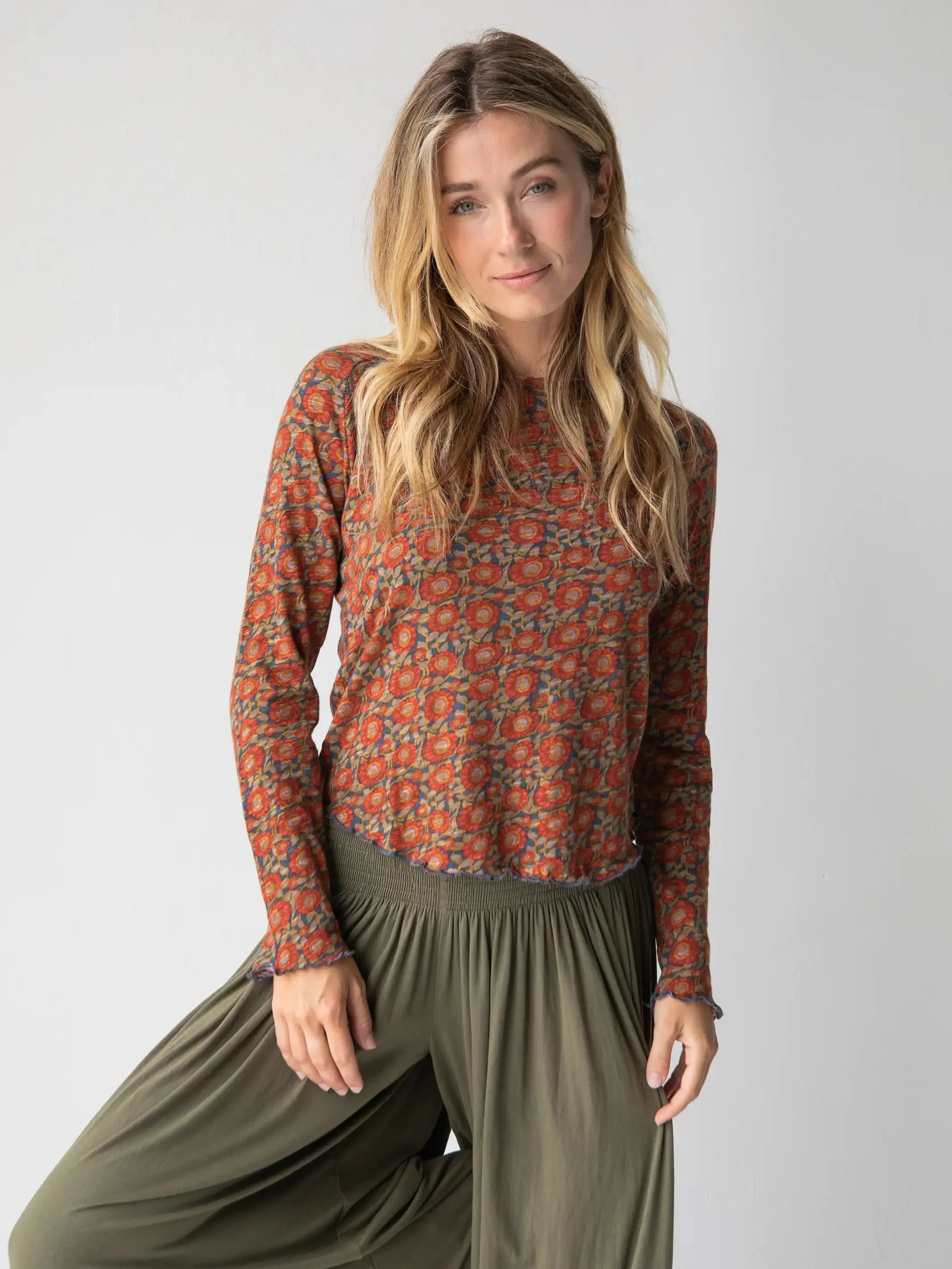 Lily Cotton Long Sleeve Tee Shirt - Blue Red Vines sold by NATURAL LIFE product image thumbnail 4