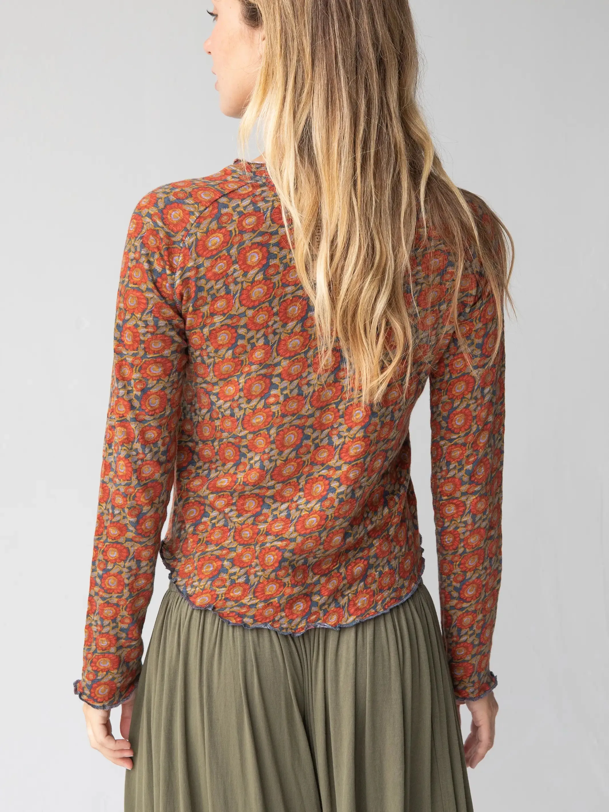 Lily Cotton Long Sleeve Tee Shirt - Blue Red Vines sold by NATURAL LIFE product image thumbnail 3