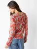 Lily Cotton Long Sleeve Tee Shirt - Pink Red Floral sold by NATURAL LIFE
