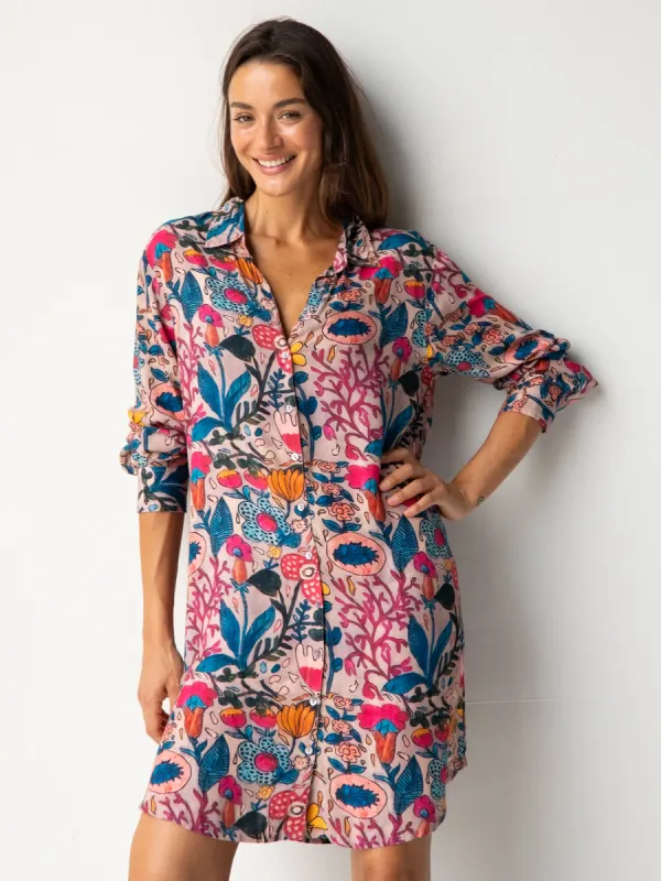 Georgia Shirt Dress - Light Pink Multi Floral sold by NATURAL LIFE