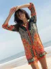 Fiona Tunic Dress - Red Cream Border sold by NATURAL LIFE